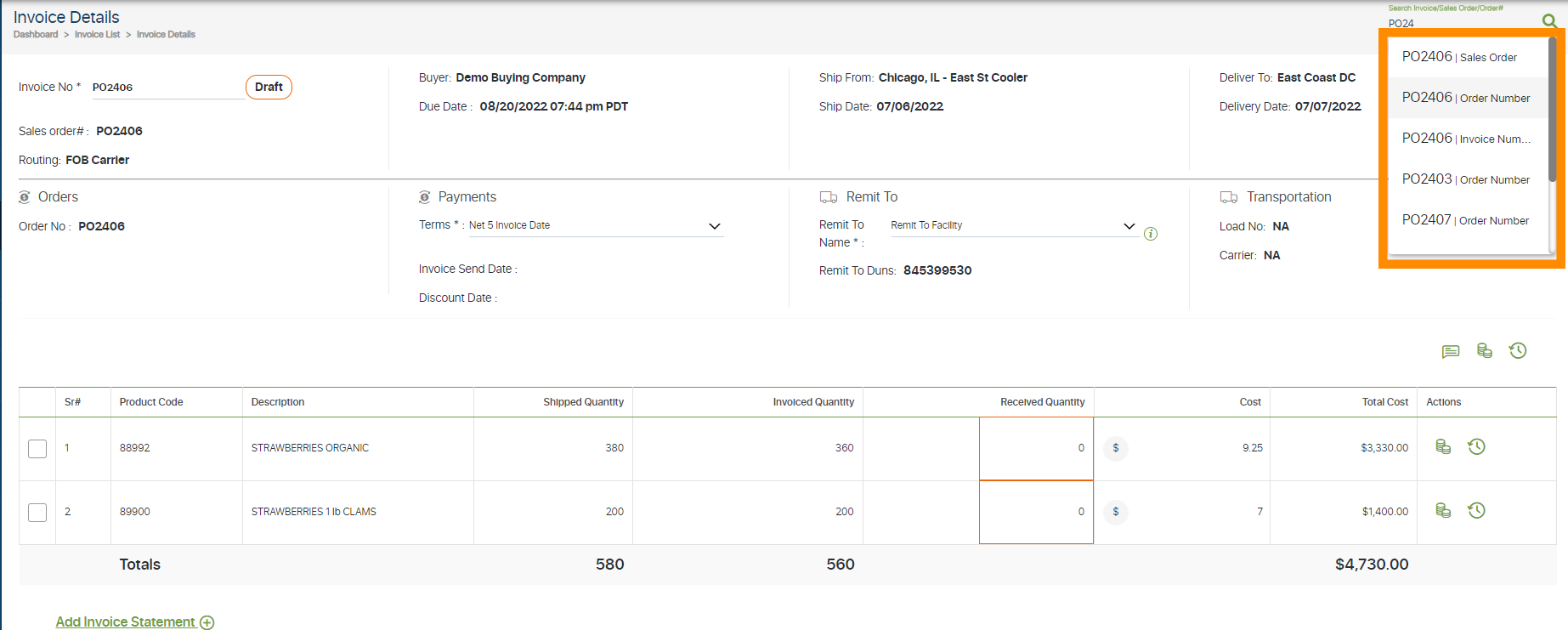 Invoice Updates